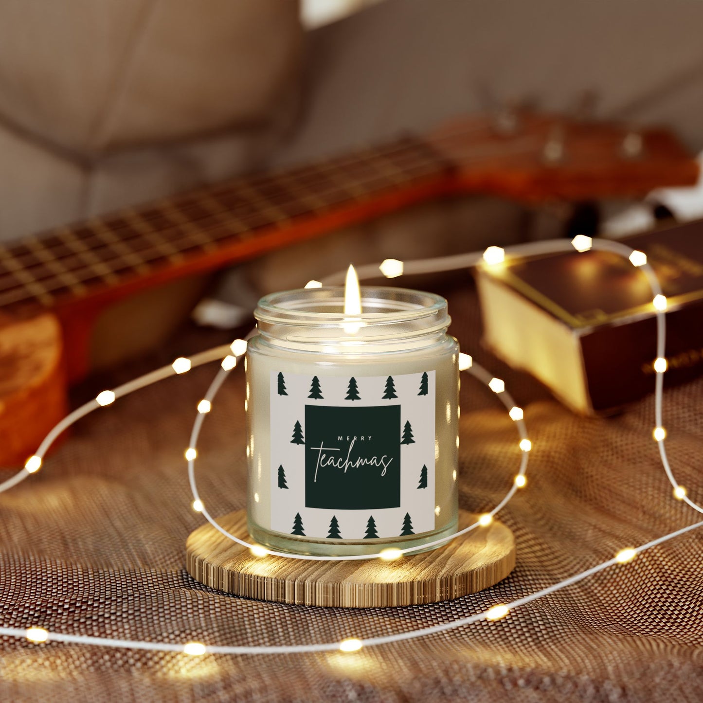 Festive Scented Candle – Merry Teachmas, Coconut Apricot Wax (4oz, 9oz)