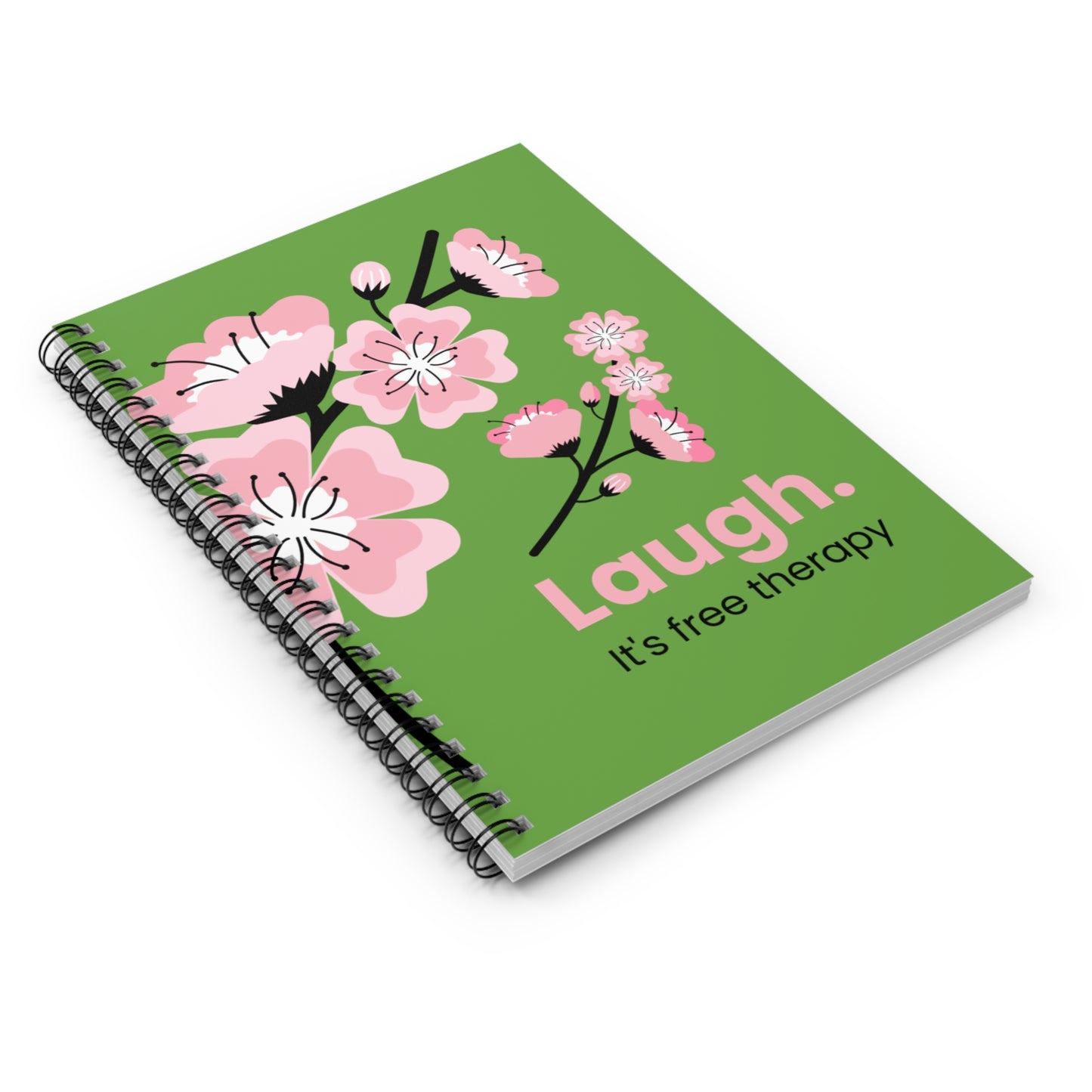 Laugh it's free therapy flower Spiral Notebook - Ruled Line