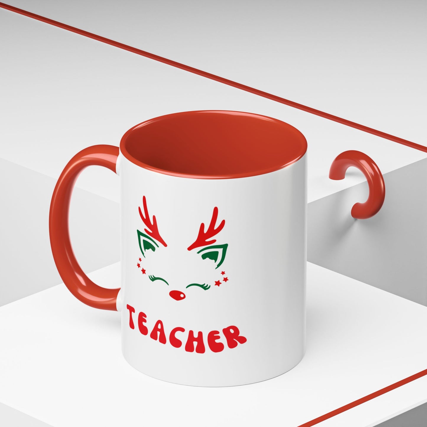 Festive Teacher raindeer Accent Coffee Mug (11, 15oz)
