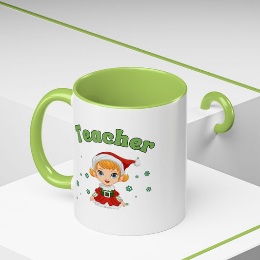 Teacher Elf Accent Coffee Mug (11, 15oz)