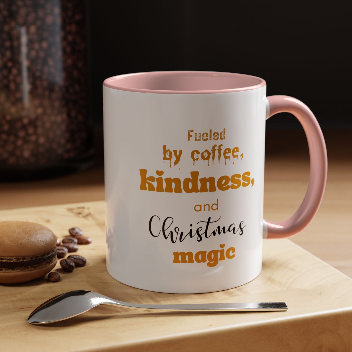 Accent Coffee Mug (11, 15oz) - fueled by coffee, kindness and christmas magic