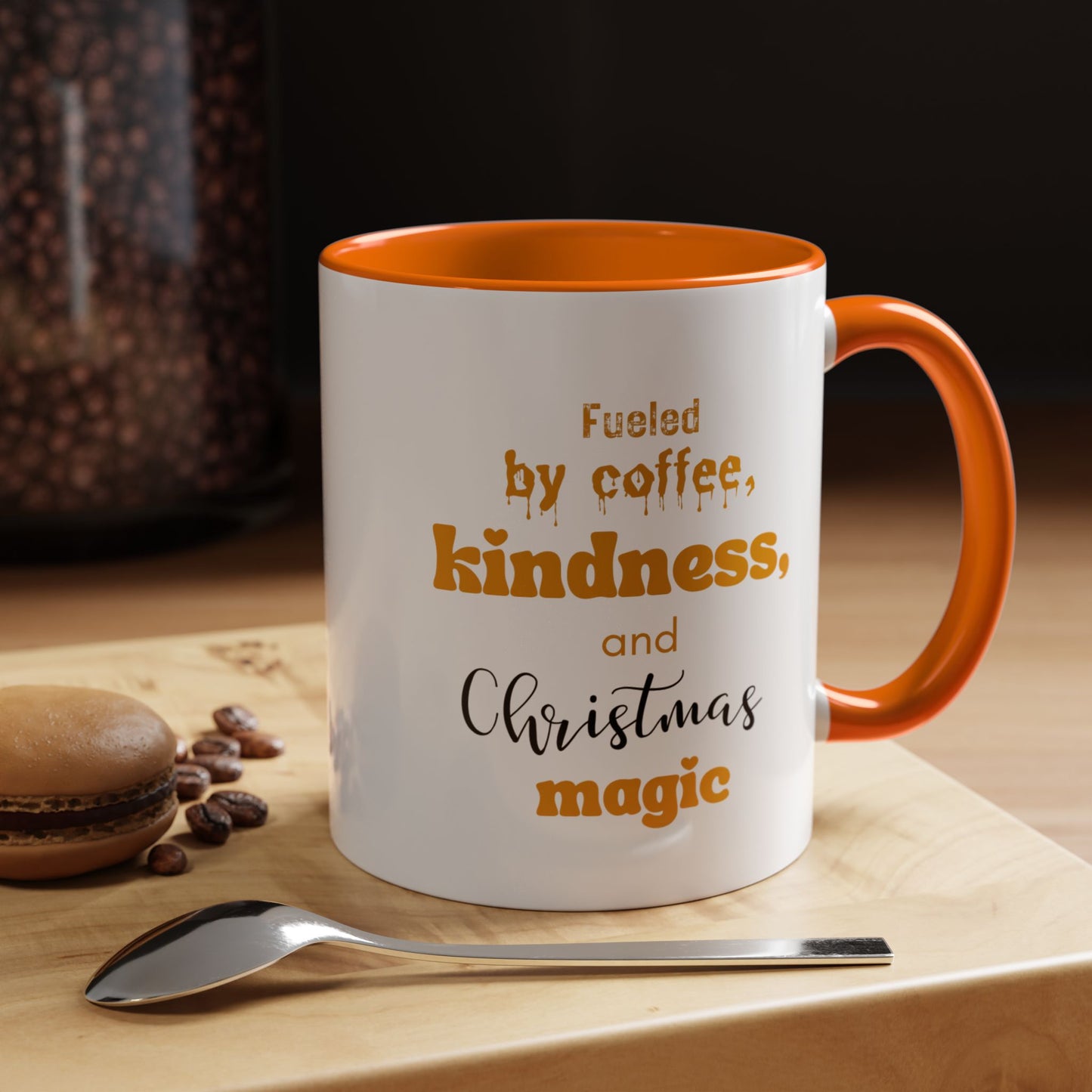 Accent Coffee Mug (11, 15oz) - fueled by coffee, kindness and christmas magic