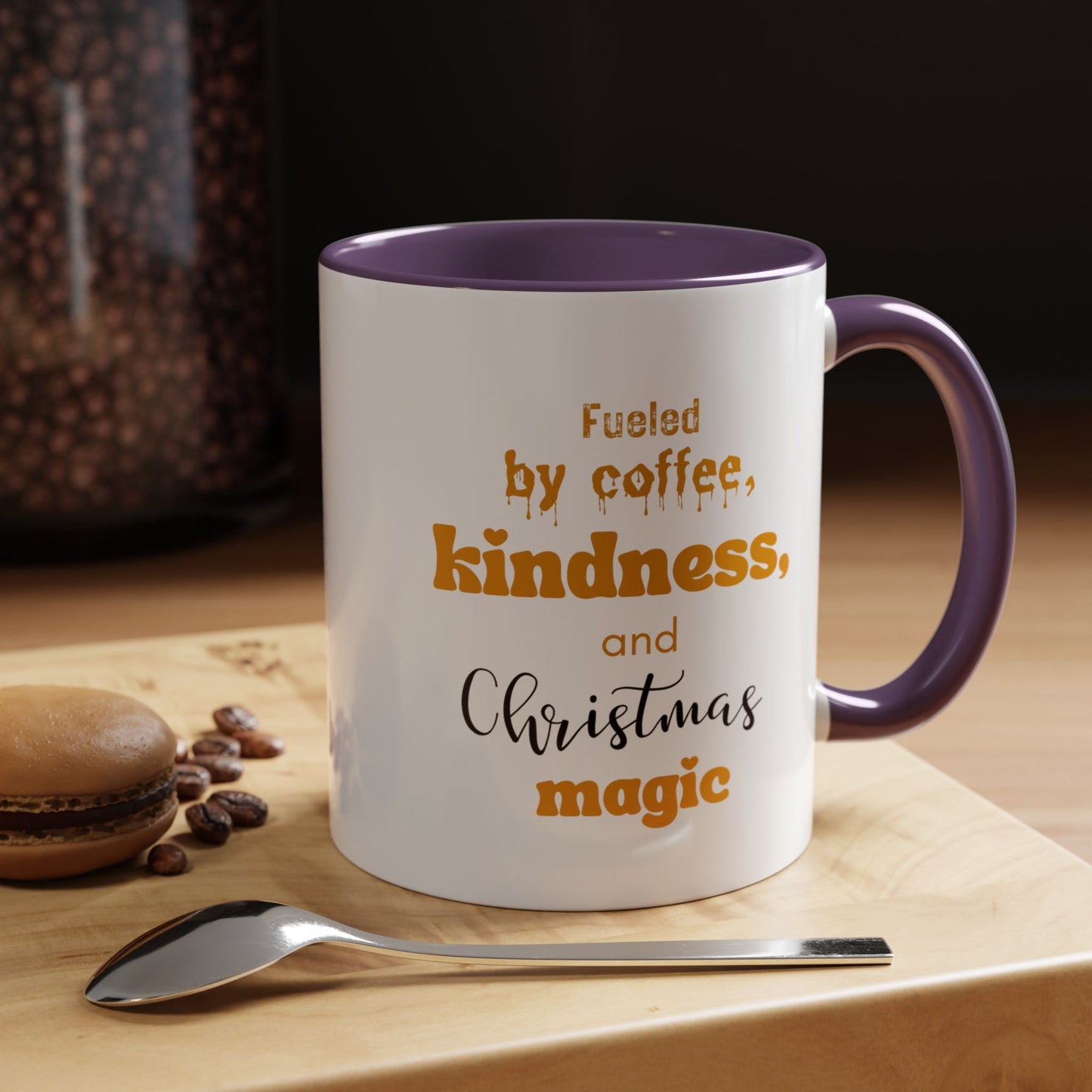 Accent Coffee Mug (11, 15oz) - fueled by coffee, kindness and christmas magic